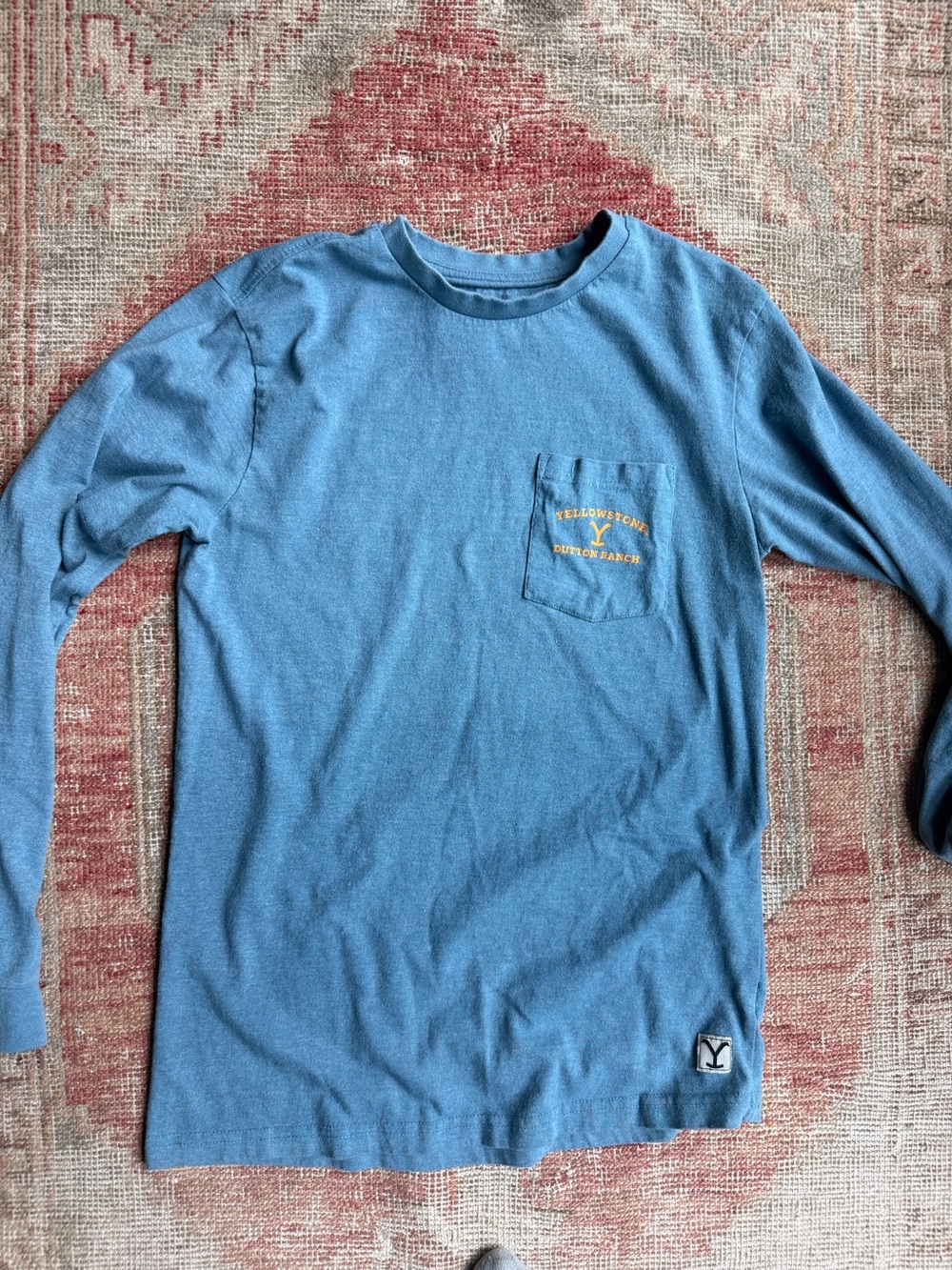 Yellowstone Dutton Ranch unisex Long-Sleeve Pocket Tee - Light Blue western